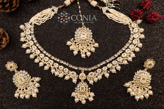 Ivory-Cream Kundan Pearl Bridal Set
