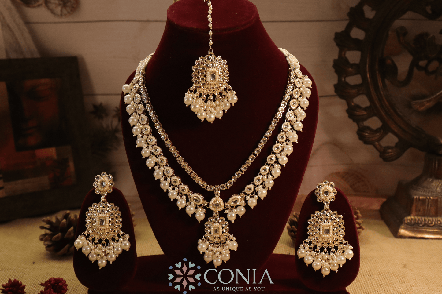 Ivory-Cream Kundan Pearl Bridal Set