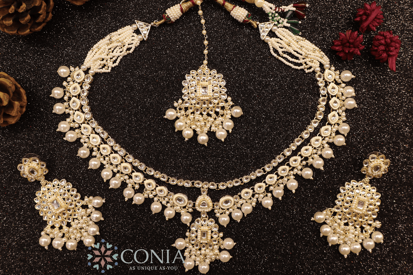 Ivory-Cream Kundan Pearl Bridal Set