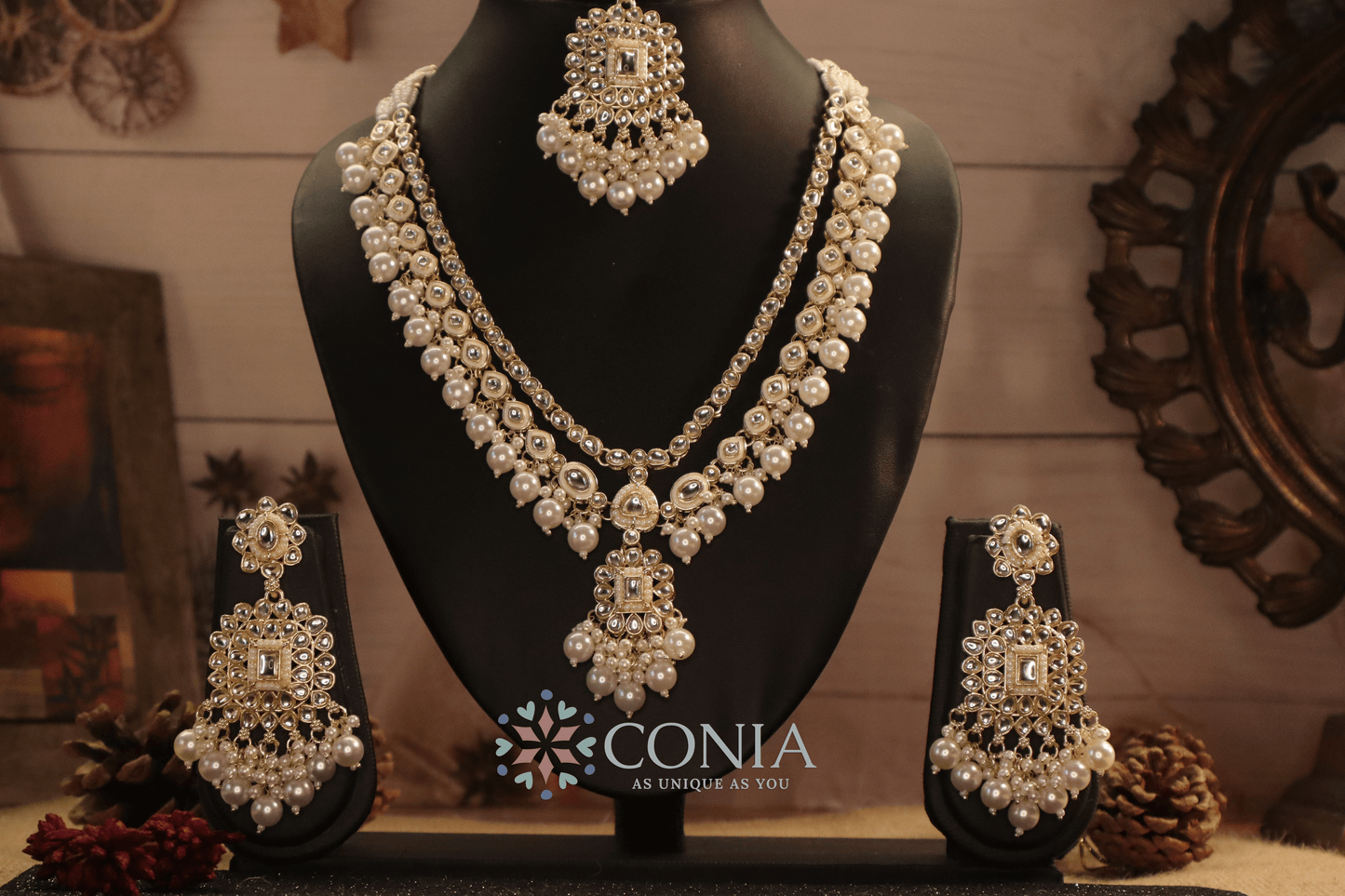 Ivory-Cream Kundan Pearl Bridal Set