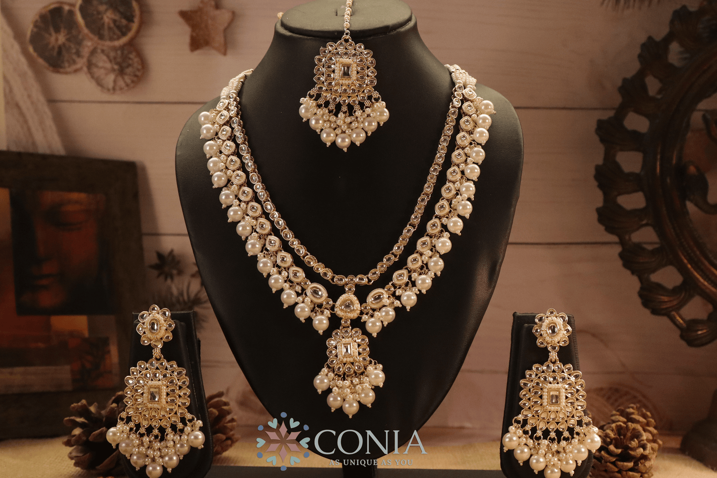 Ivory-Cream Kundan Pearl Bridal Set