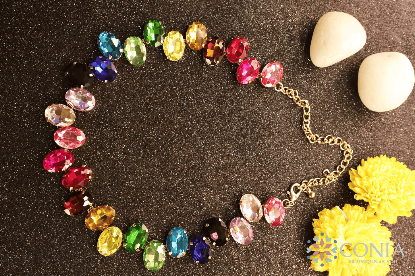 Radiant Rainbow Crystal Necklace & Earring Set (Anti Tarnish)