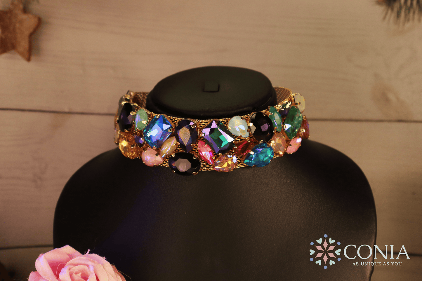 Ethereal Crystal Multi-Color Sparkle Anti Tarnish Choker Necklace