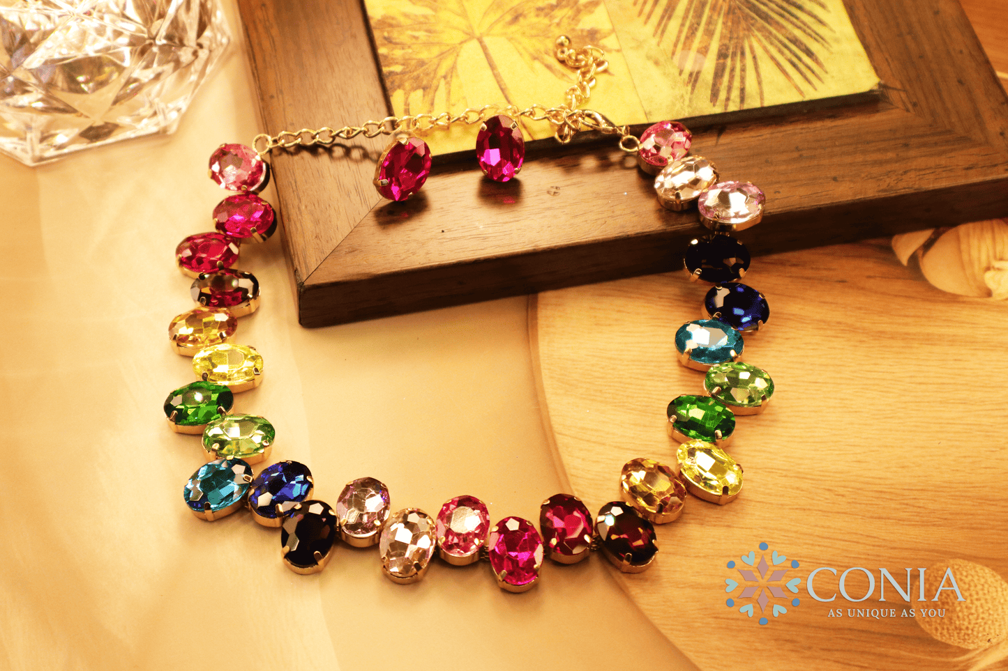 Radiant Rainbow Crystal Necklace & Earring Set (Anti Tarnish)