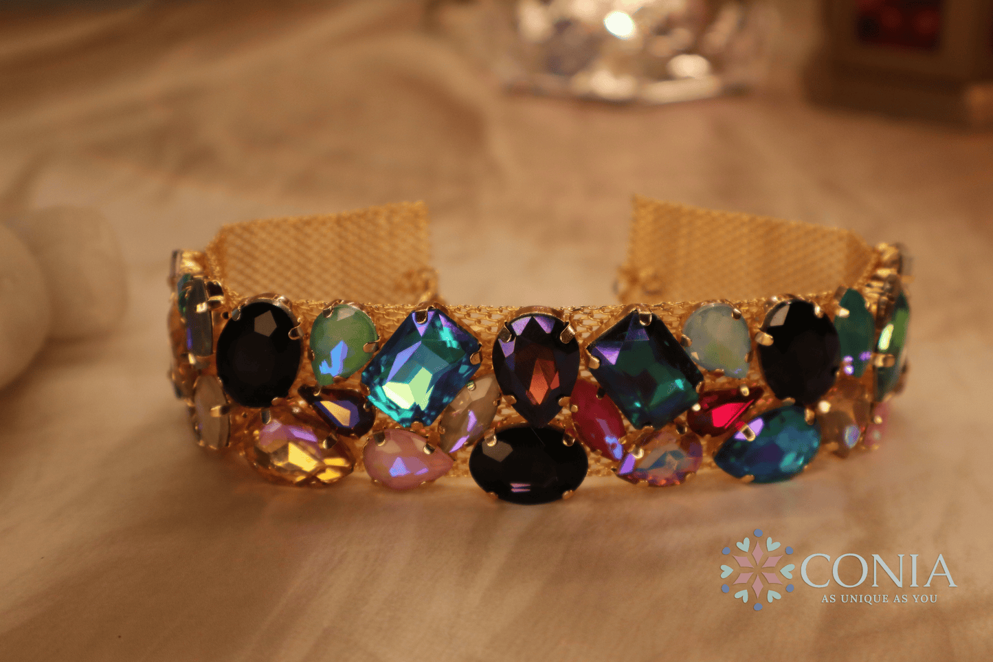 Ethereal Crystal Multi-Color Sparkle Anti Tarnish Choker Necklace