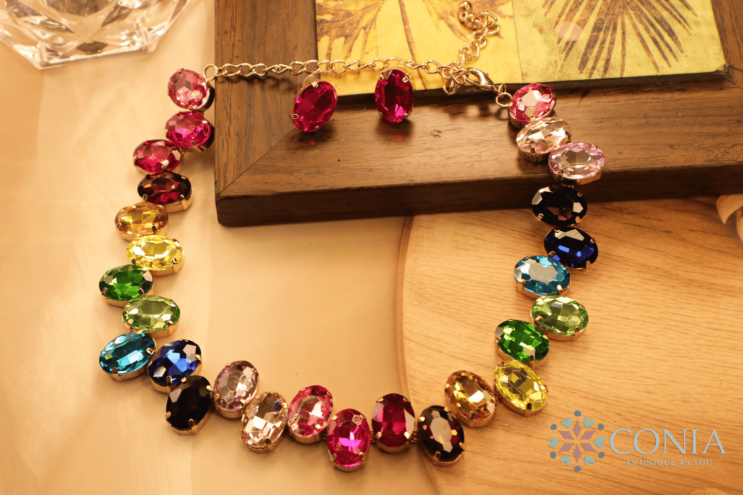 Radiant Rainbow Crystal Necklace & Earring Set (Anti Tarnish)