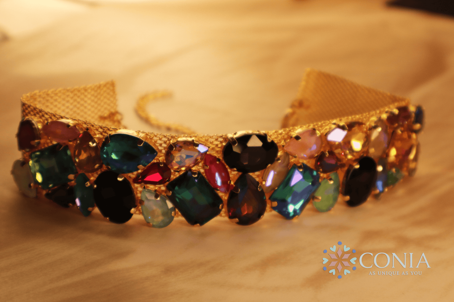 Ethereal Crystal Multi-Color Sparkle Anti Tarnish Choker Necklace