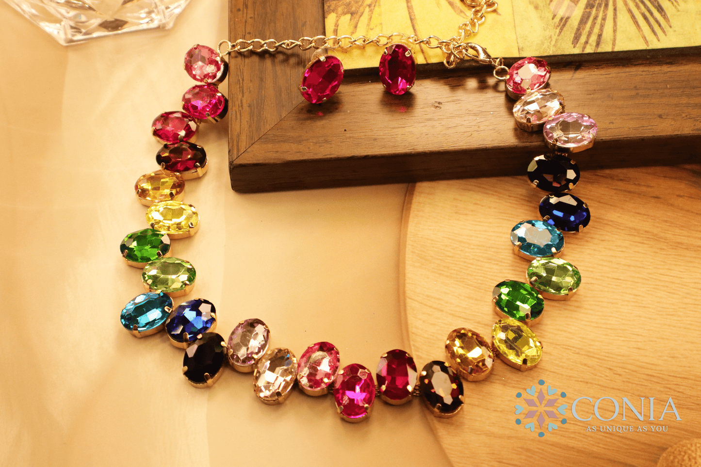 Radiant Rainbow Crystal Necklace & Earring Set (Anti Tarnish)
