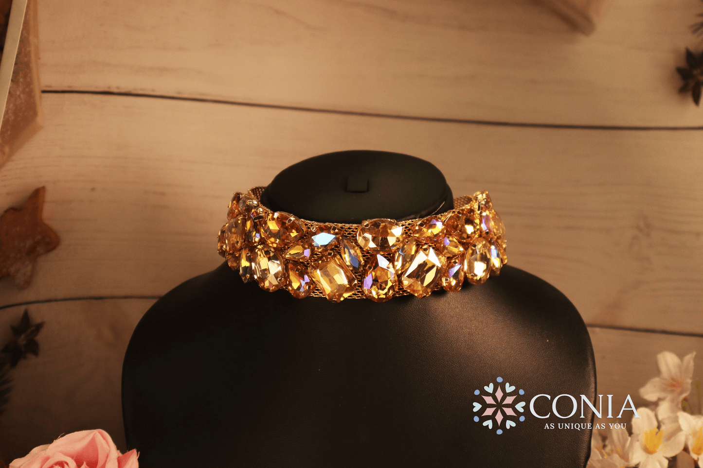 Ethereal Crystal Golden Sparkle Anti Tarnish Choker Necklace