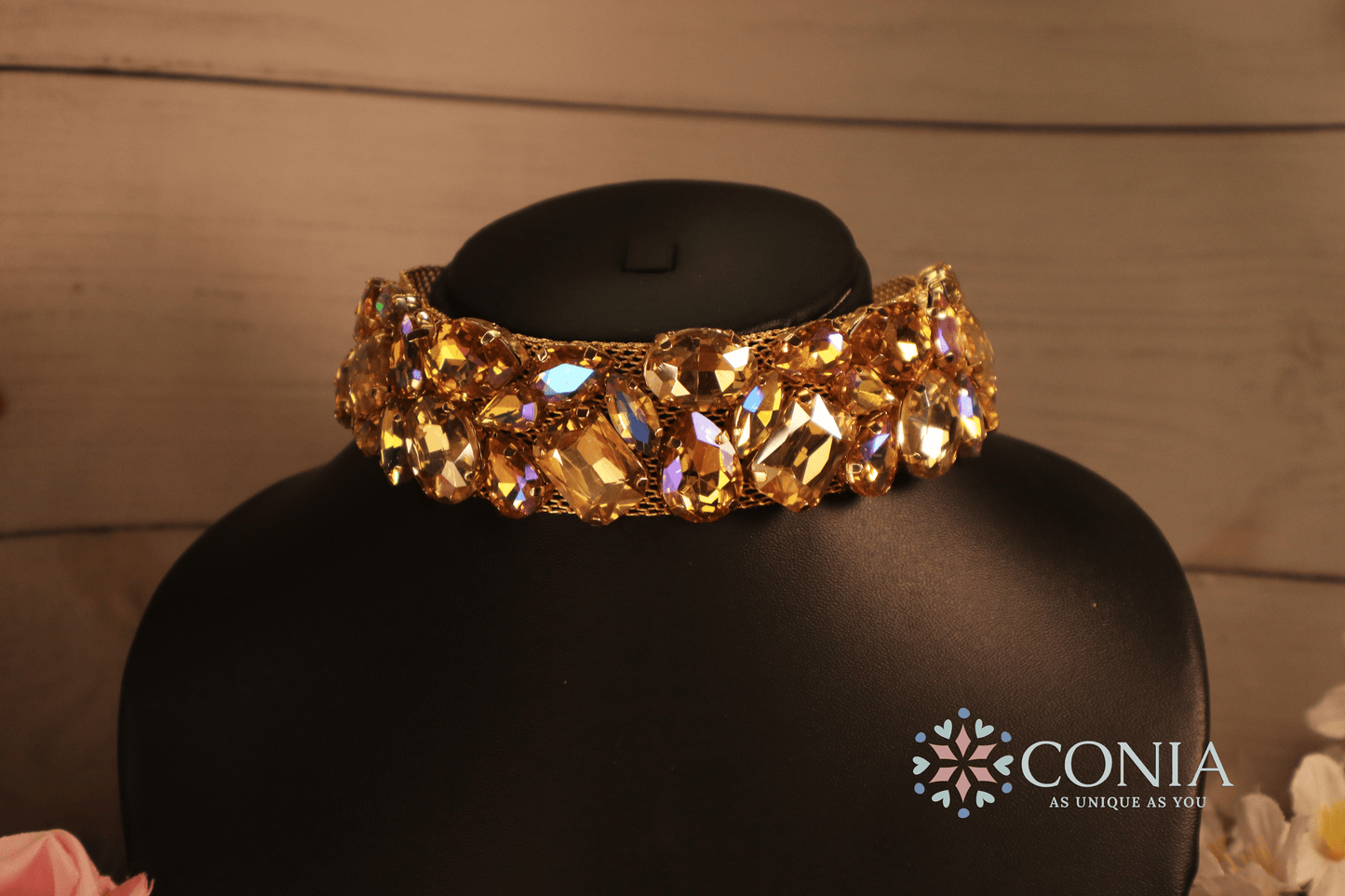 Ethereal Crystal Golden Sparkle Anti Tarnish Choker Necklace