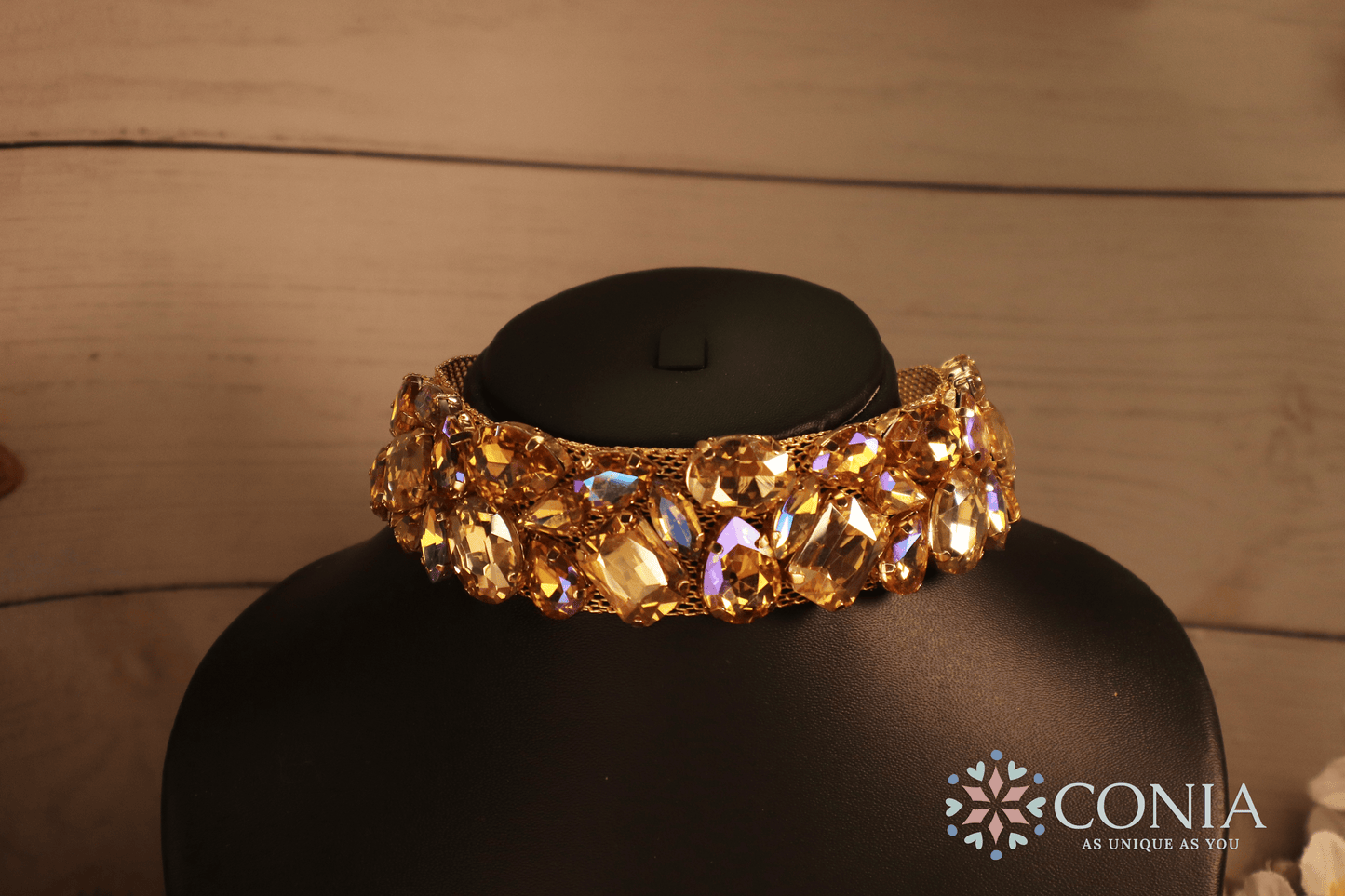 Ethereal Crystal Golden Sparkle Anti Tarnish Choker Necklace