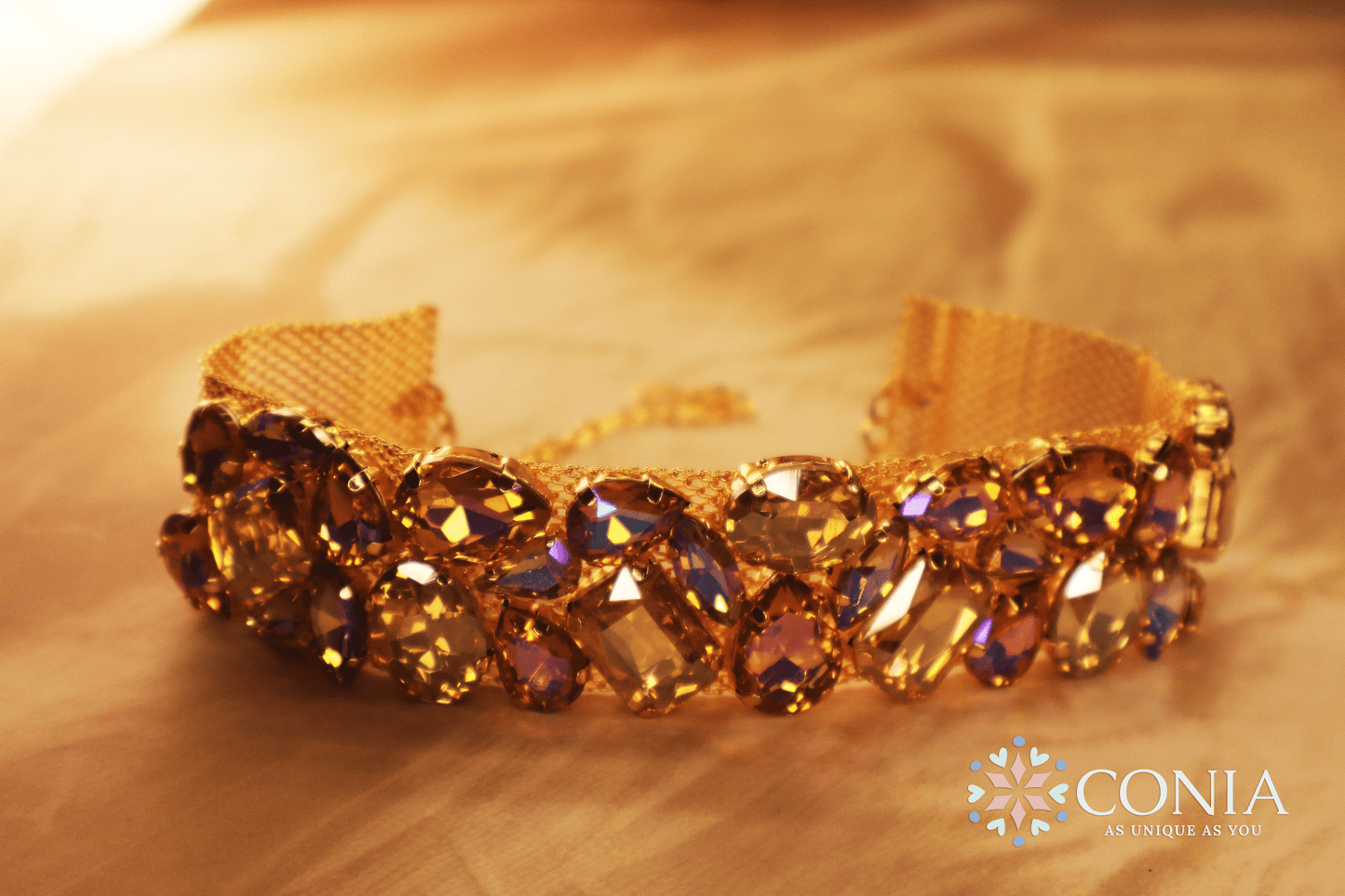 Ethereal Crystal Golden Sparkle Anti Tarnish Choker Necklace