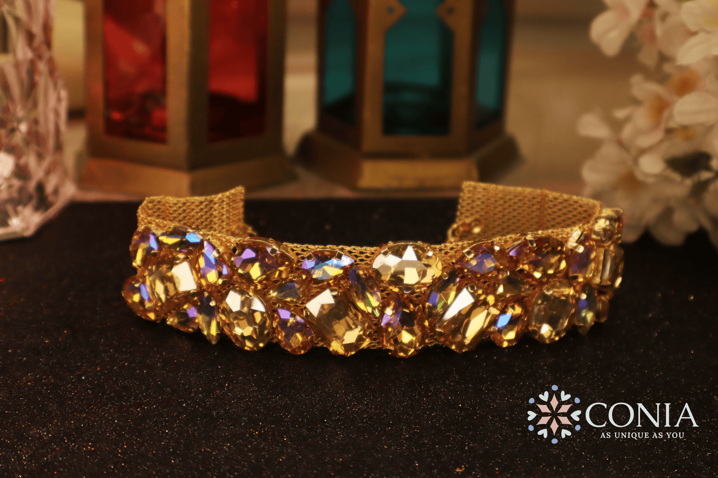 Ethereal Crystal Golden Sparkle Anti Tarnish Choker Necklace