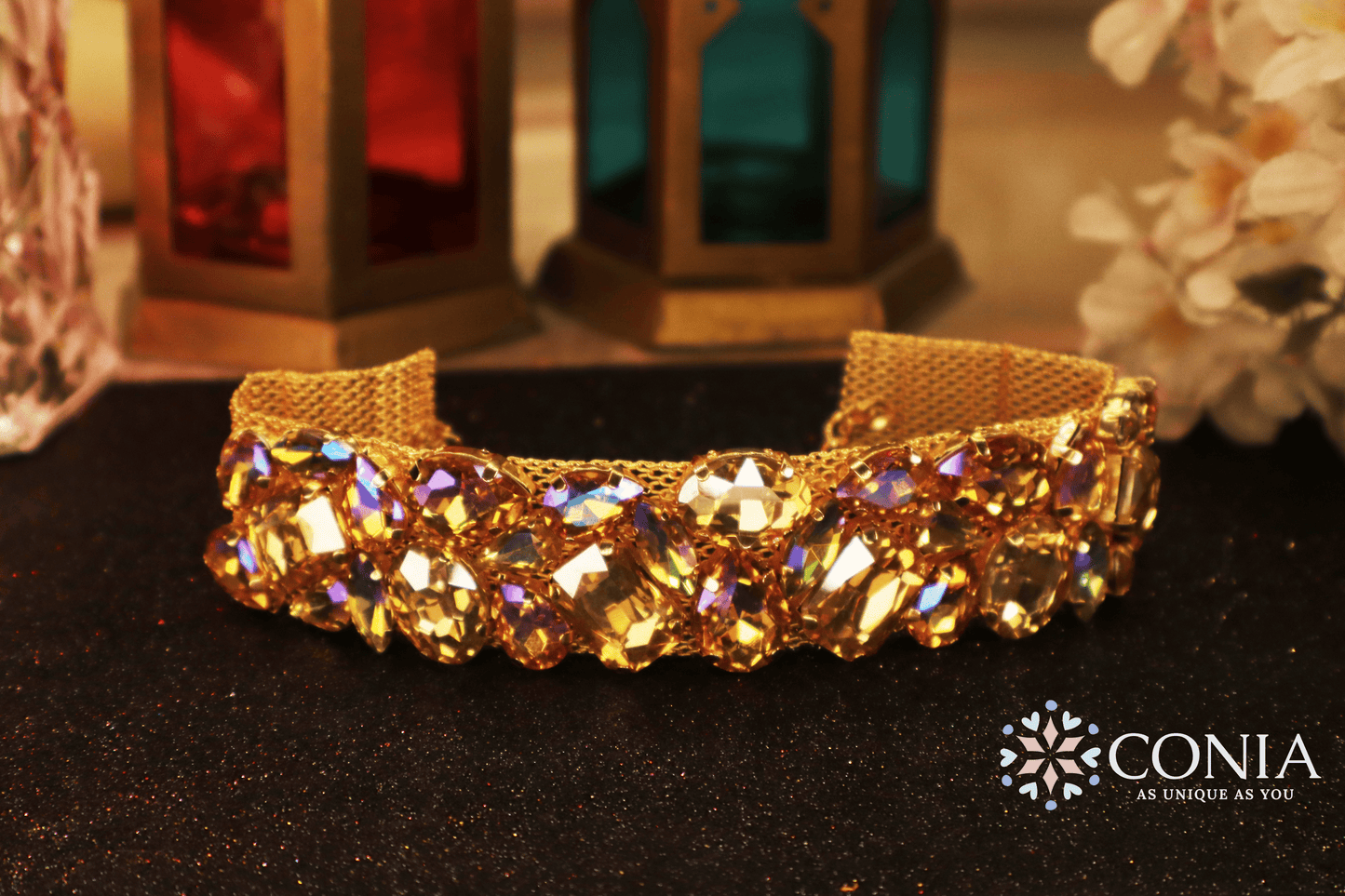 Ethereal Crystal Golden Sparkle Anti Tarnish Choker Necklace