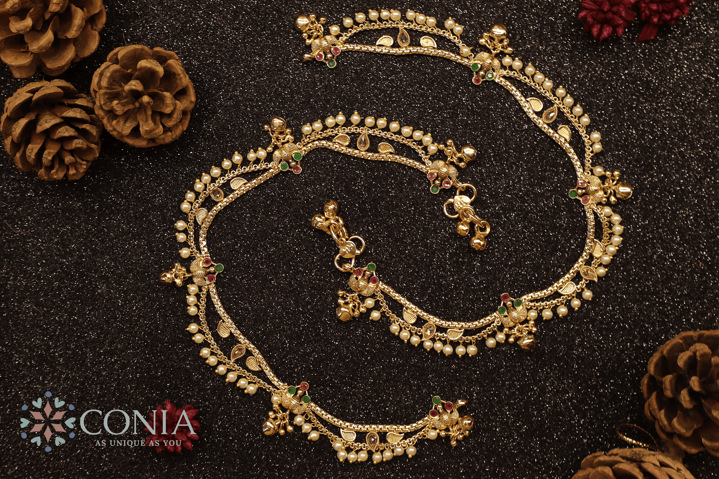 Moti Leher Antique Payal