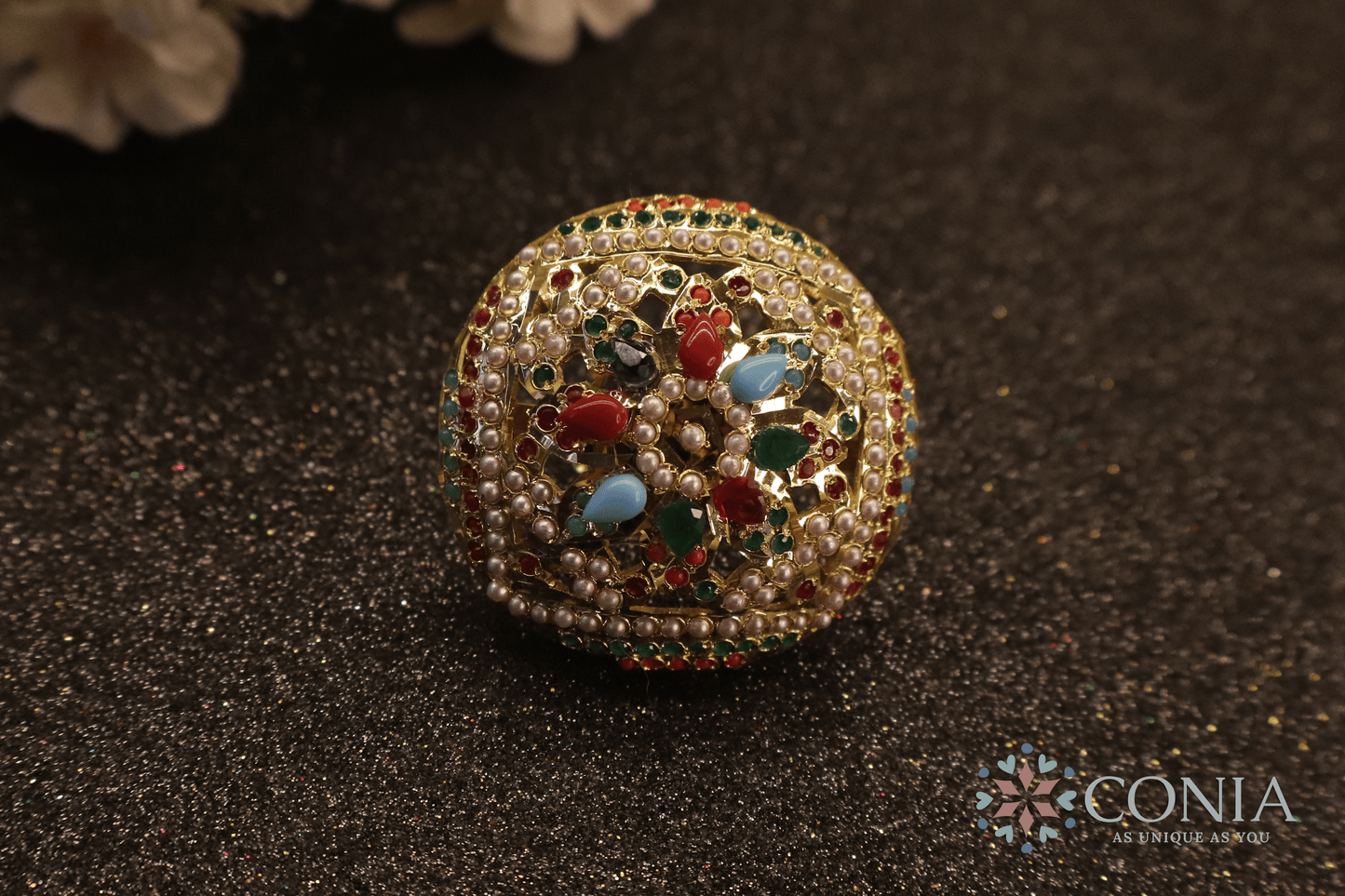Eternal Navratan Jadau Adjustable Ring