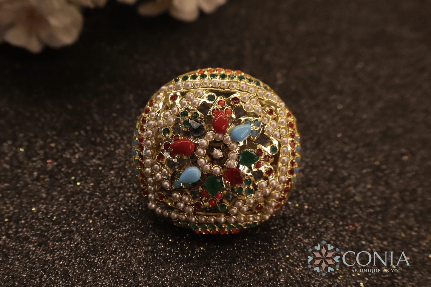 Eternal Navratan Jadau Adjustable Ring