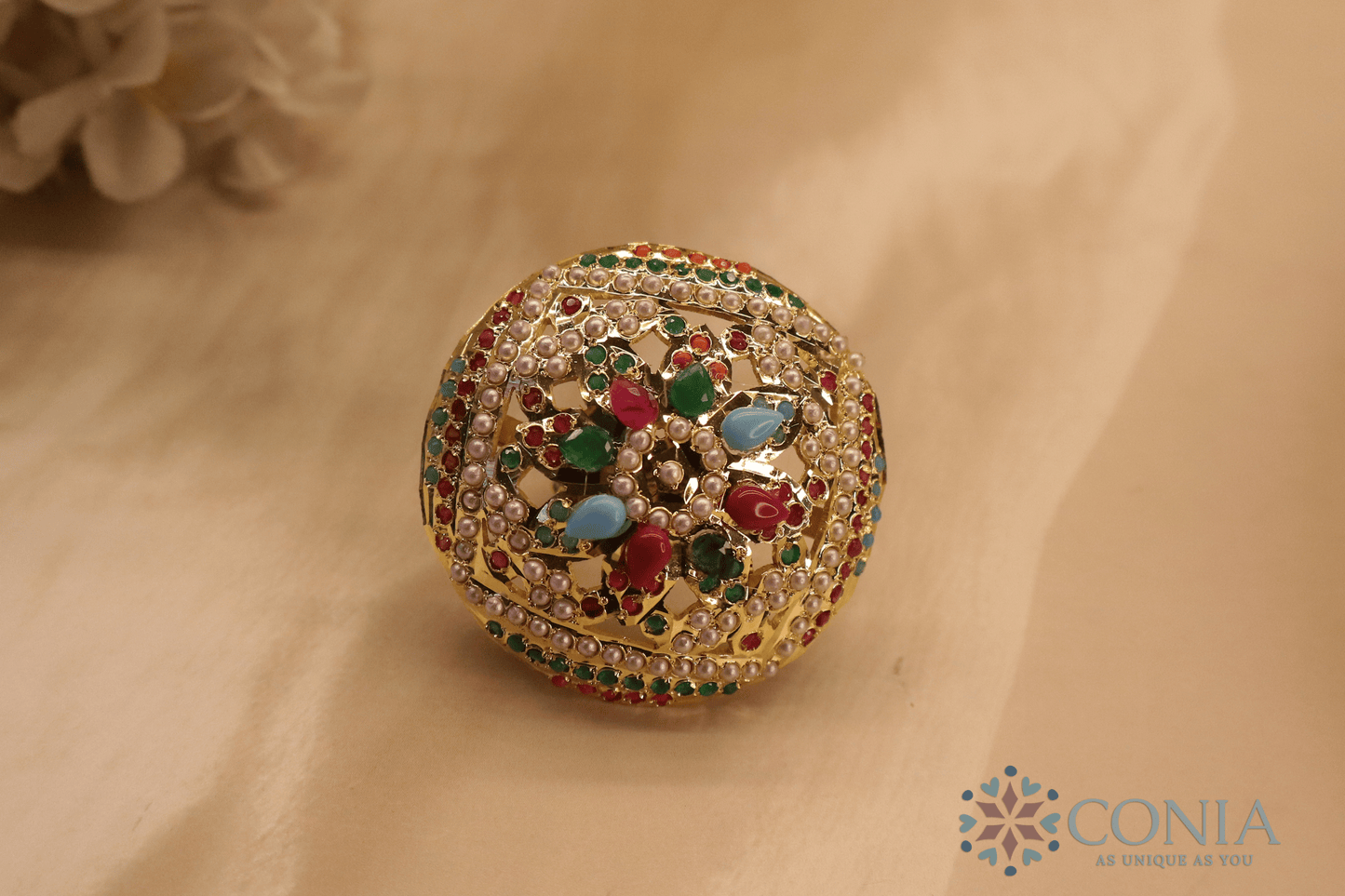 Eternal Navratan Jadau Adjustable Ring