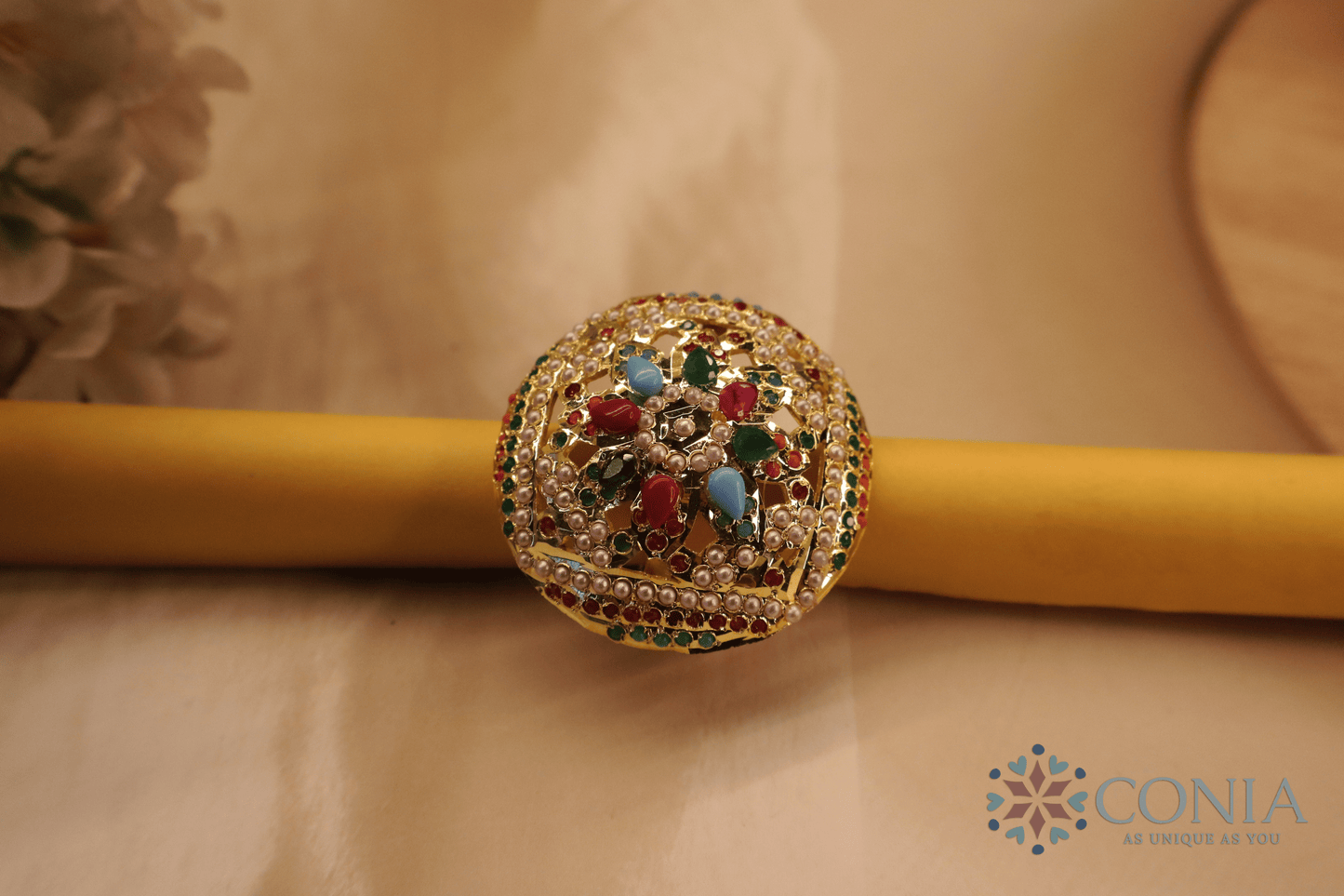 Eternal Navratan Jadau Adjustable Ring
