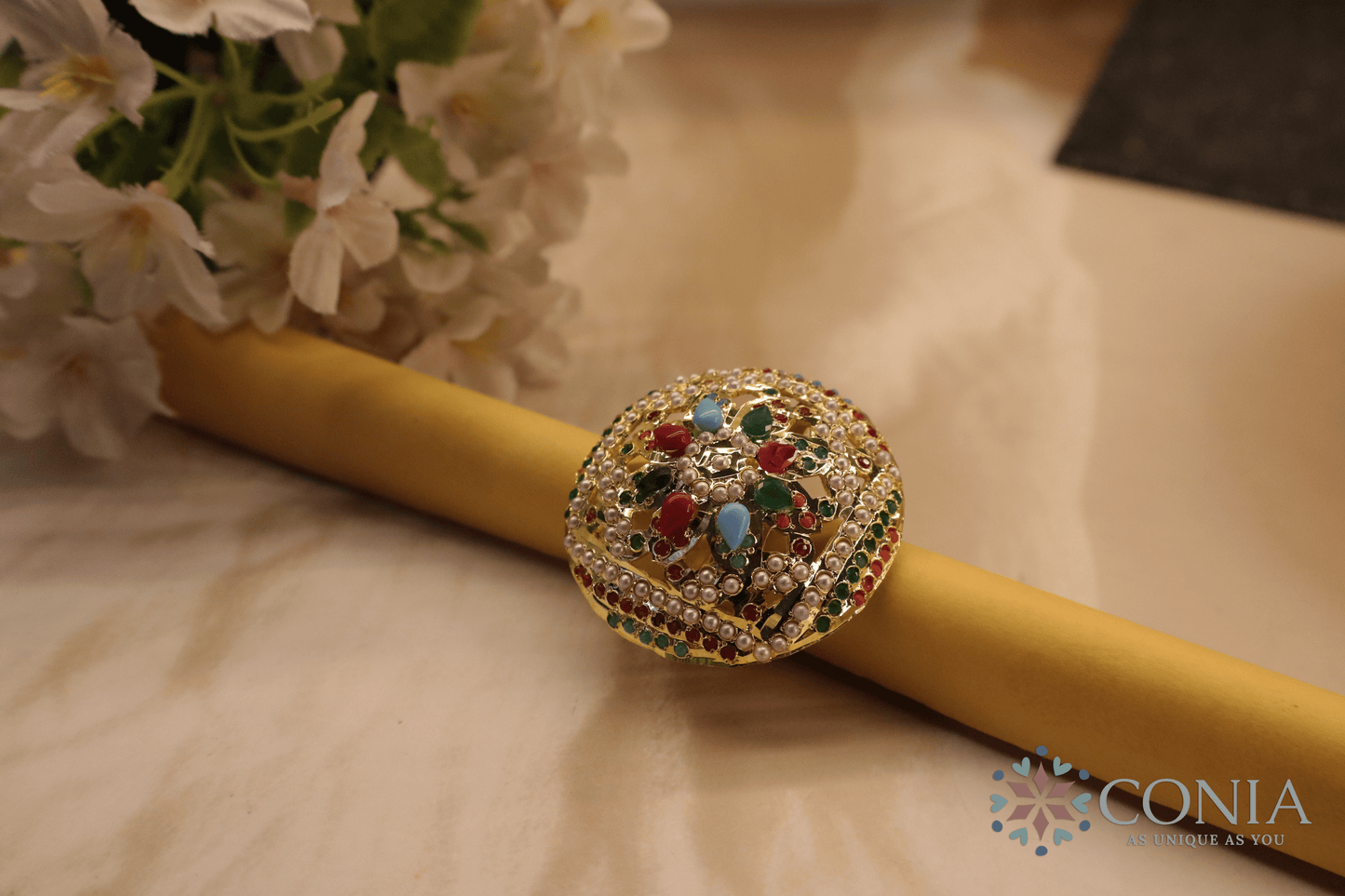 Eternal Navratan Jadau Adjustable Ring