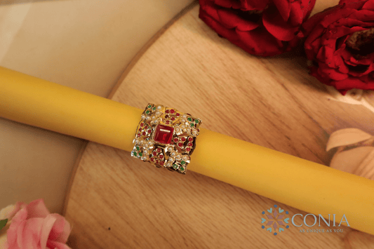 Mystic Squares Adjustable Jadau Ring