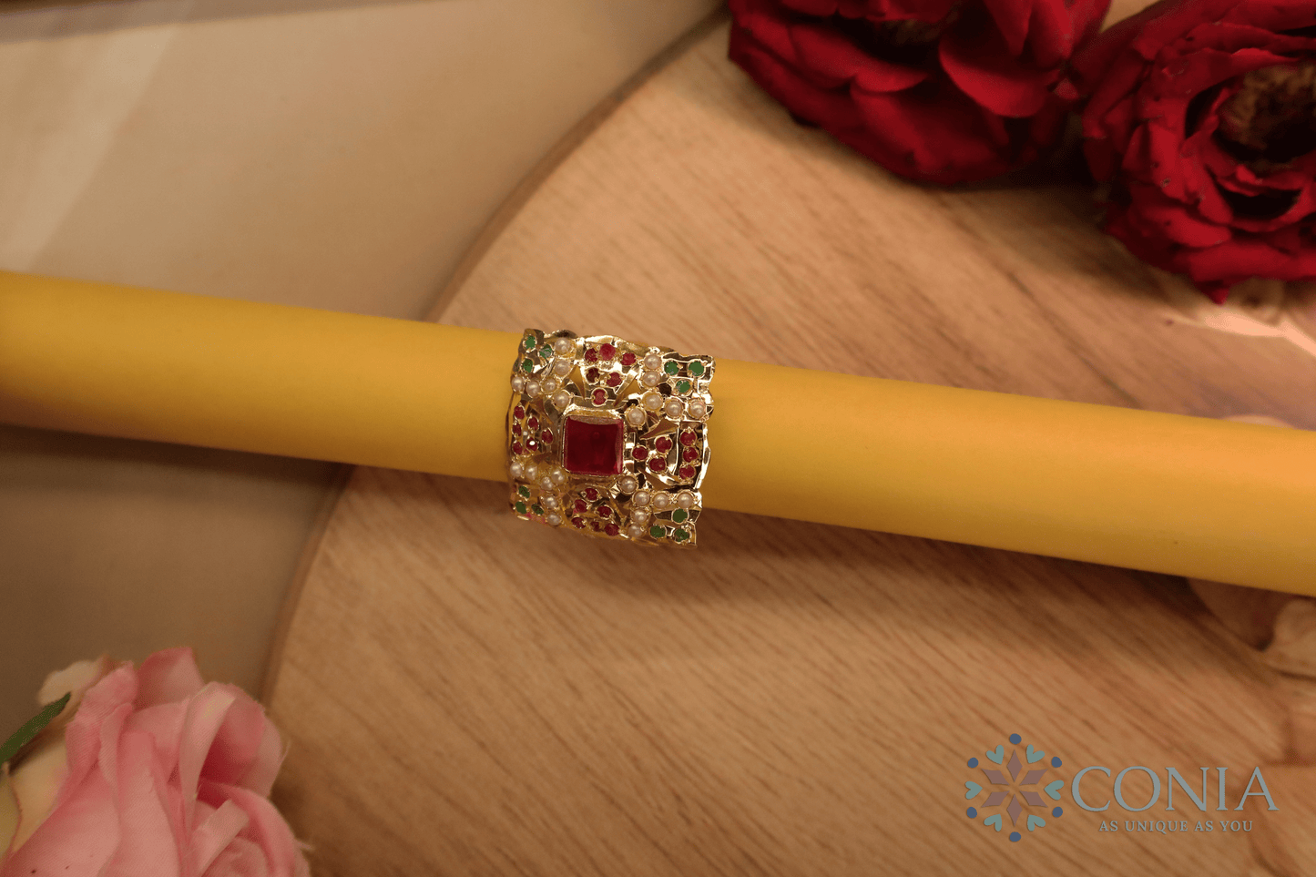 Mystic Squares Adjustable Jadau Ring