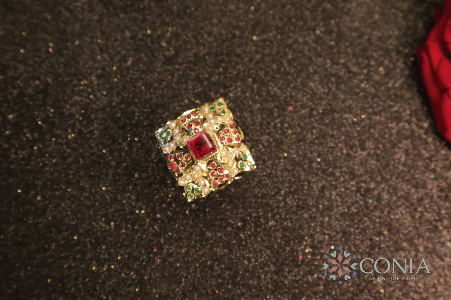 Mystic Squares Adjustable Jadau Ring