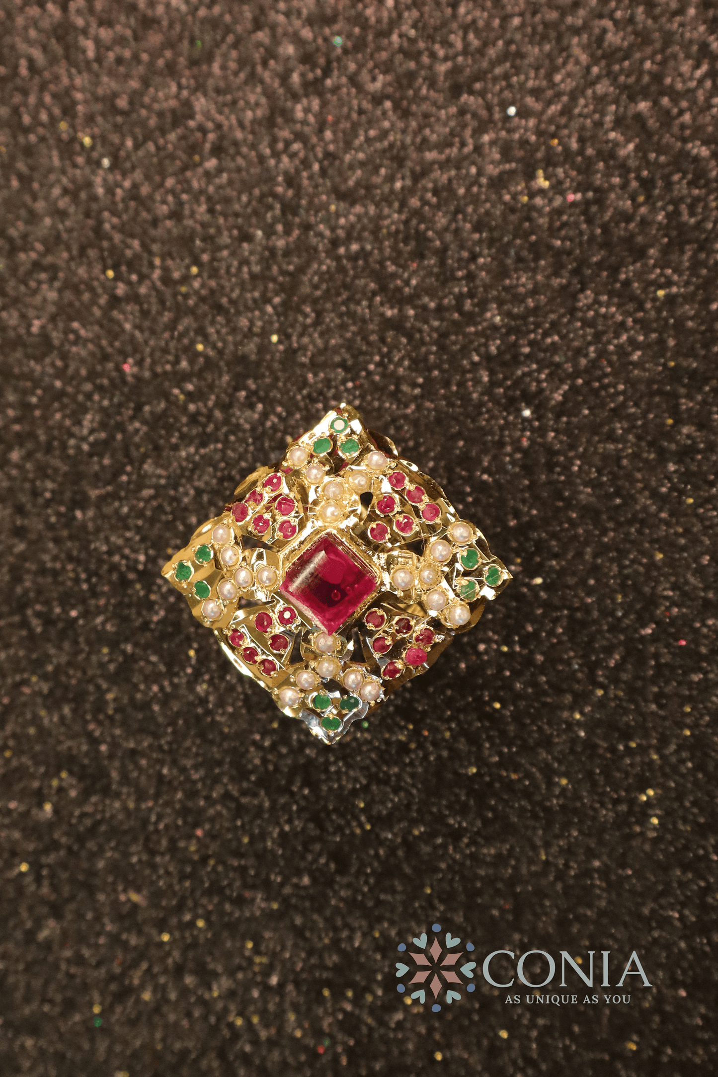 Mystic Squares Adjustable Jadau Ring