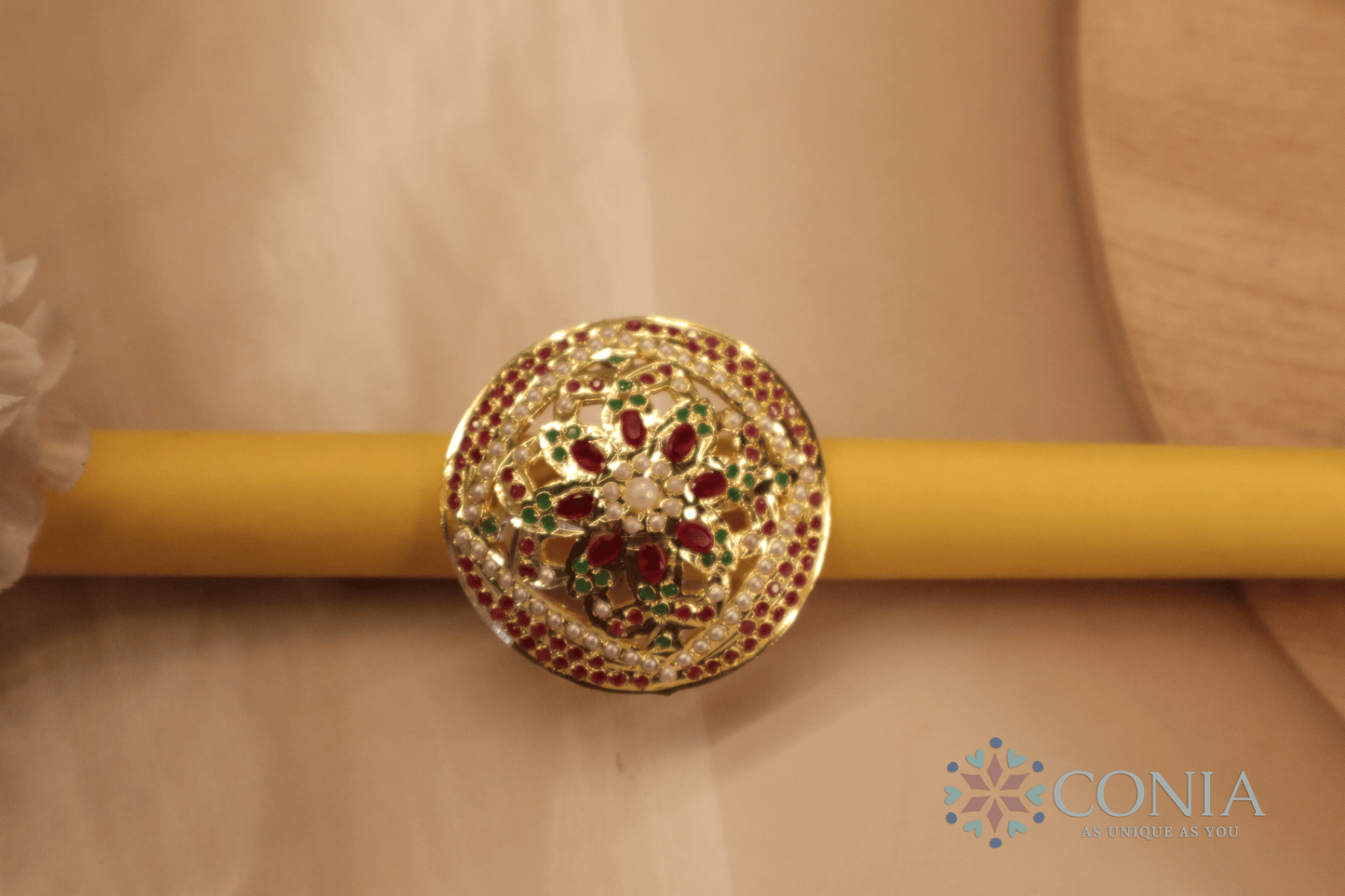 Ruby Bloom Grace Jadau Adjustable Ring