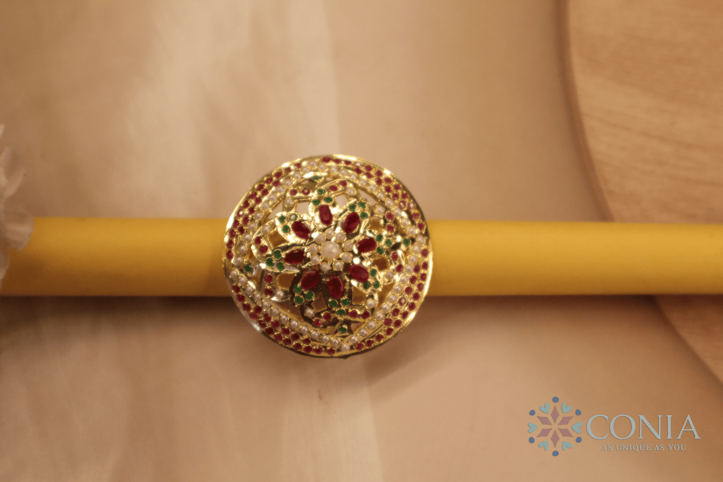 Ruby Bloom Grace Jadau Adjustable Ring