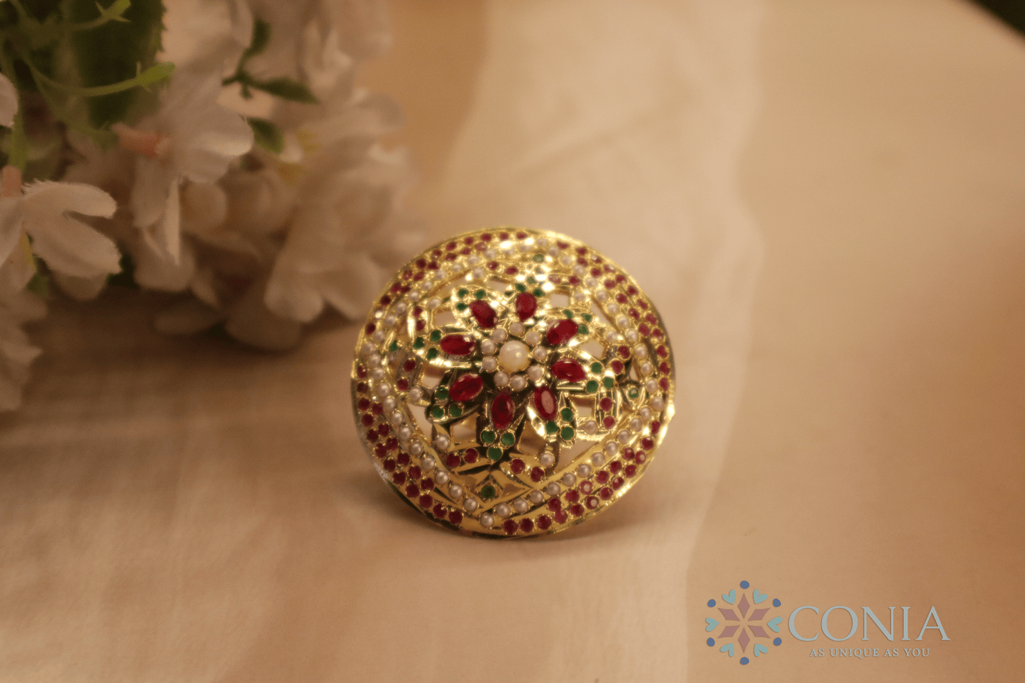 Ruby Bloom Grace Jadau Adjustable Ring