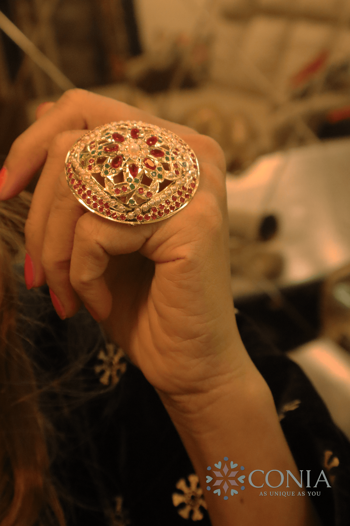 Ruby Bloom Grace Jadau Adjustable Ring