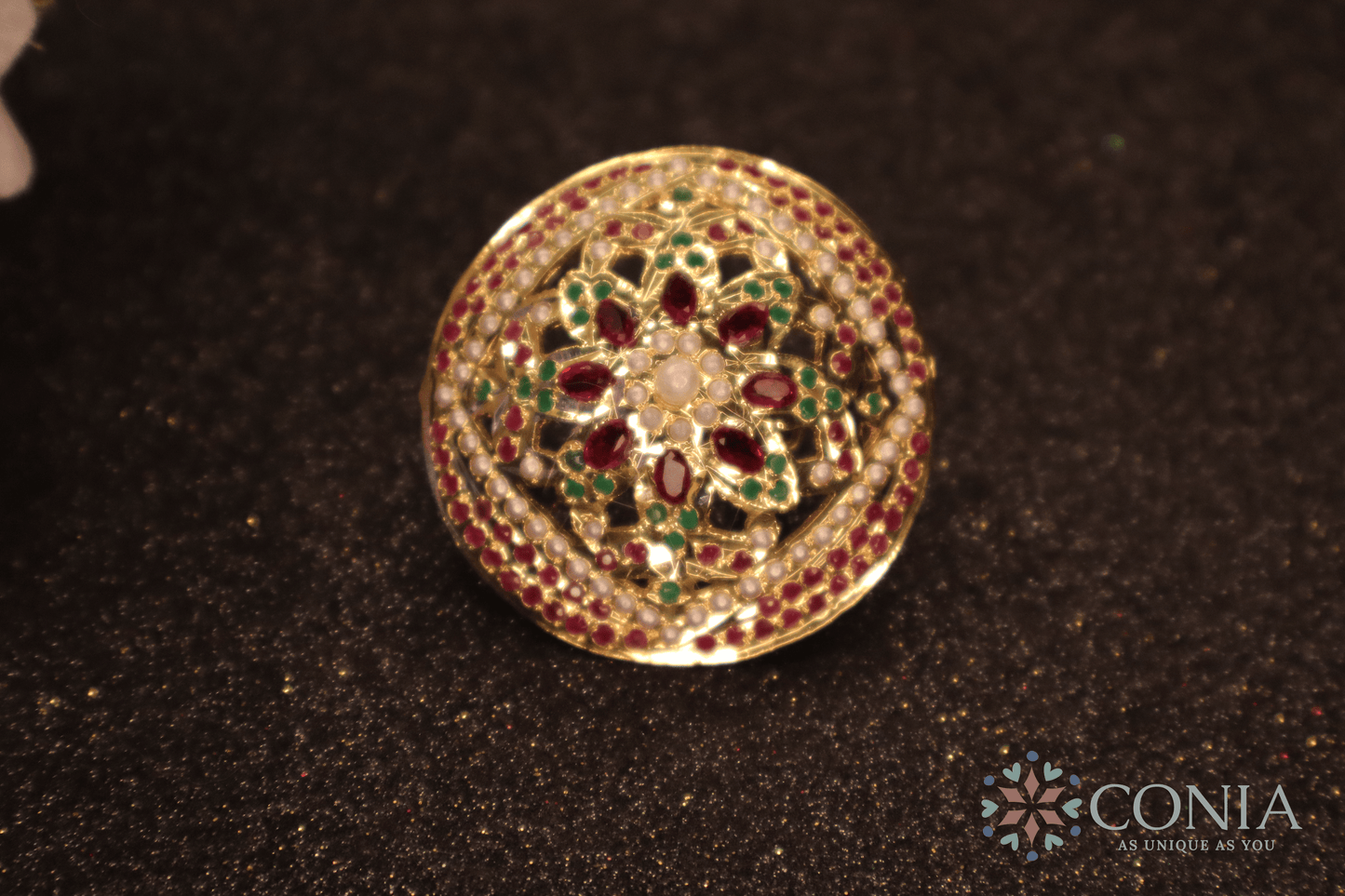 Ruby Bloom Grace Jadau Adjustable Ring