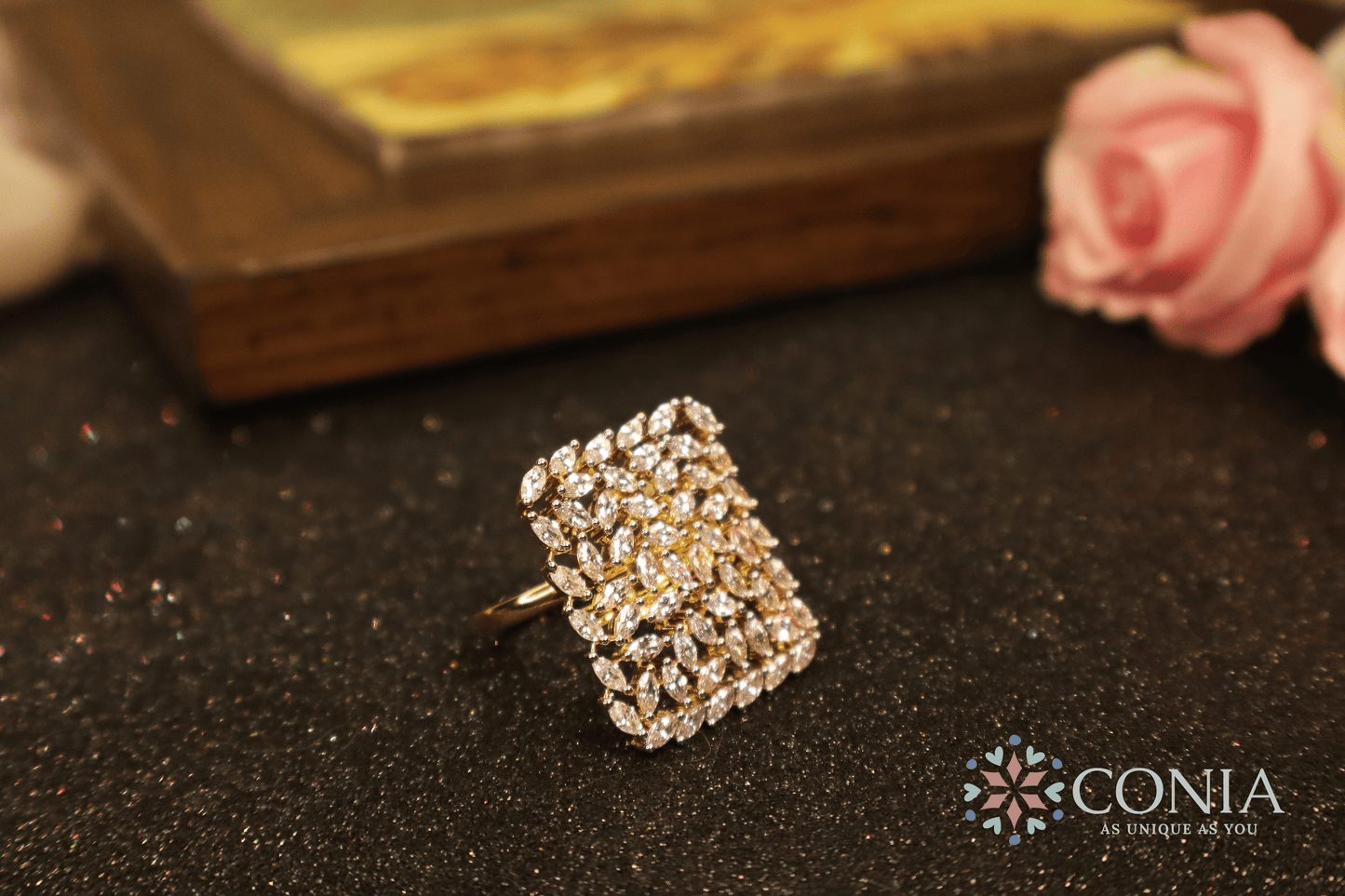 Majestic Spark Adjustable American Diamond Ring