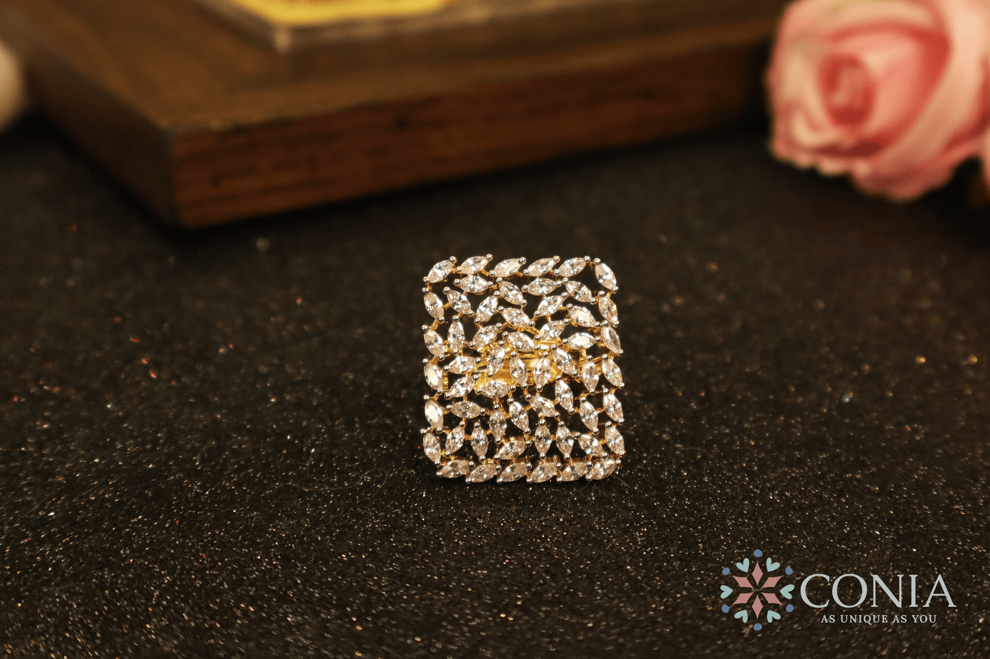 Majestic Spark Adjustable American Diamond Ring