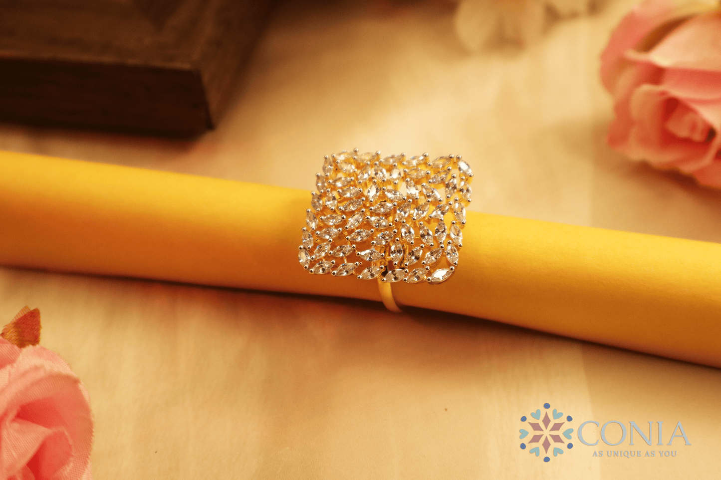 Majestic Spark Adjustable American Diamond Ring