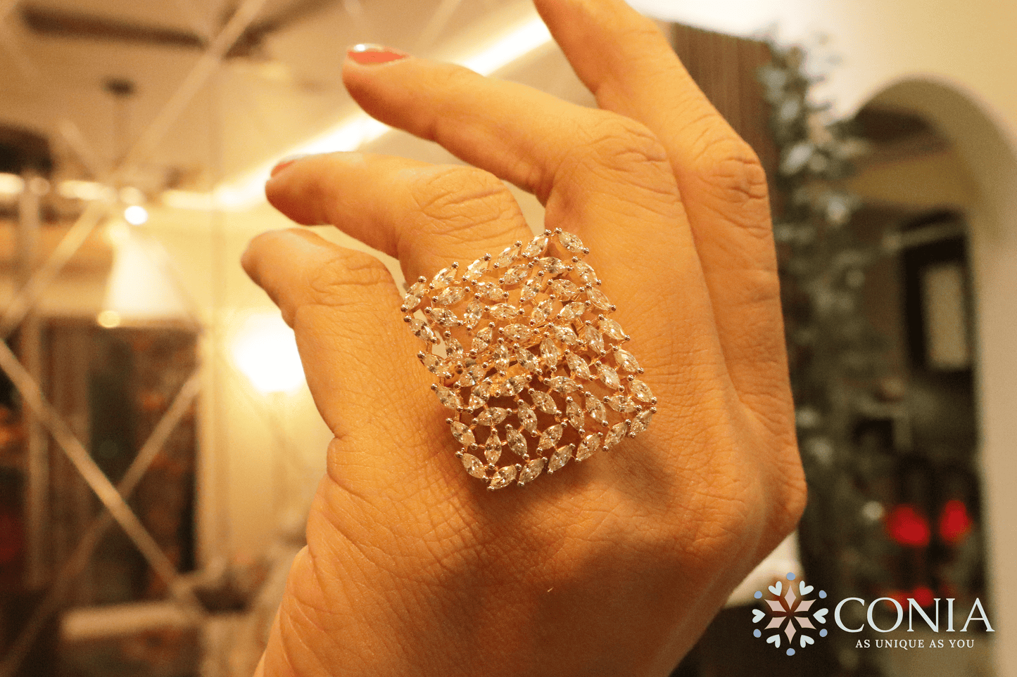 Majestic Spark Adjustable American Diamond Ring