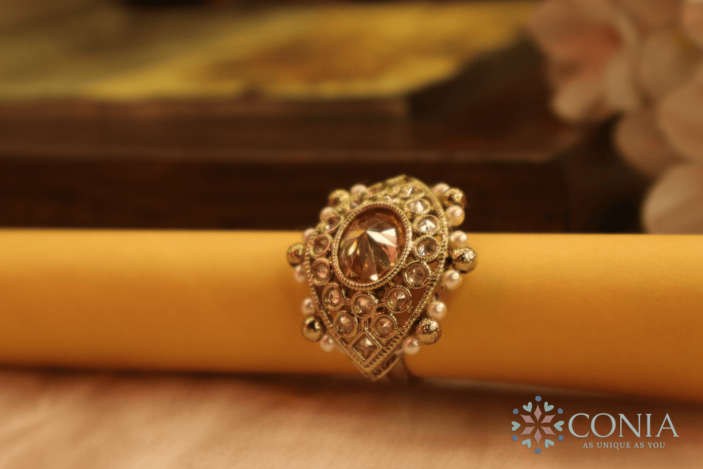 Mystic Eye Charm Antique Adjustable Ring LCT Color