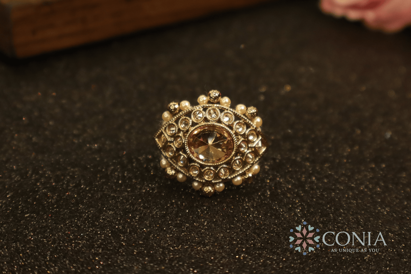 Mystic Eye Charm Antique Adjustable Ring LCT Color