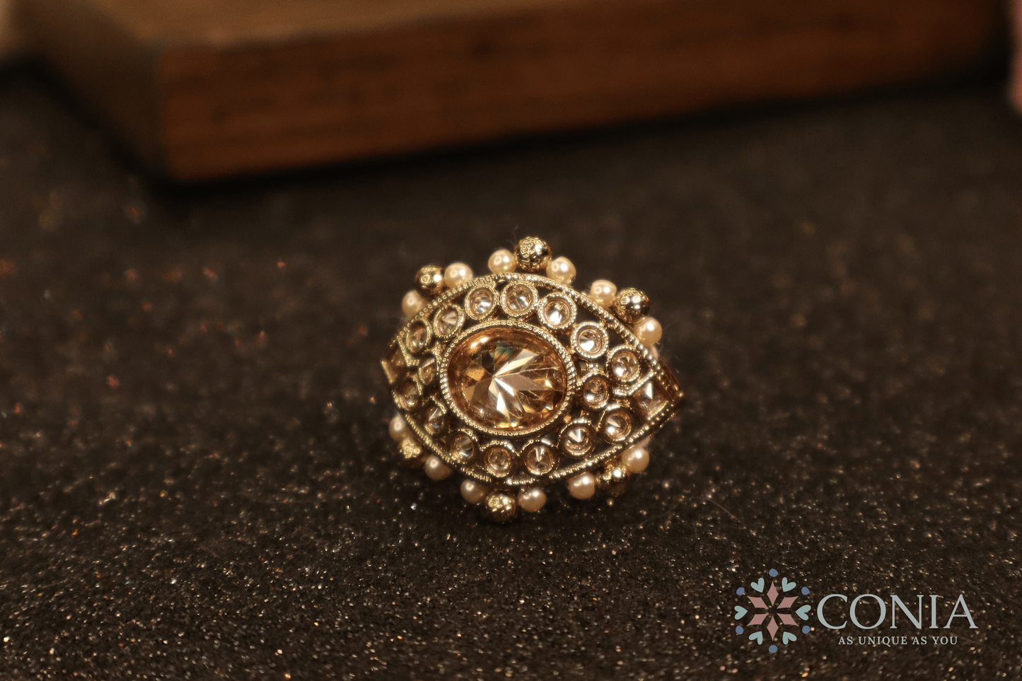 Mystic Eye Charm Antique Adjustable Ring LCT Color