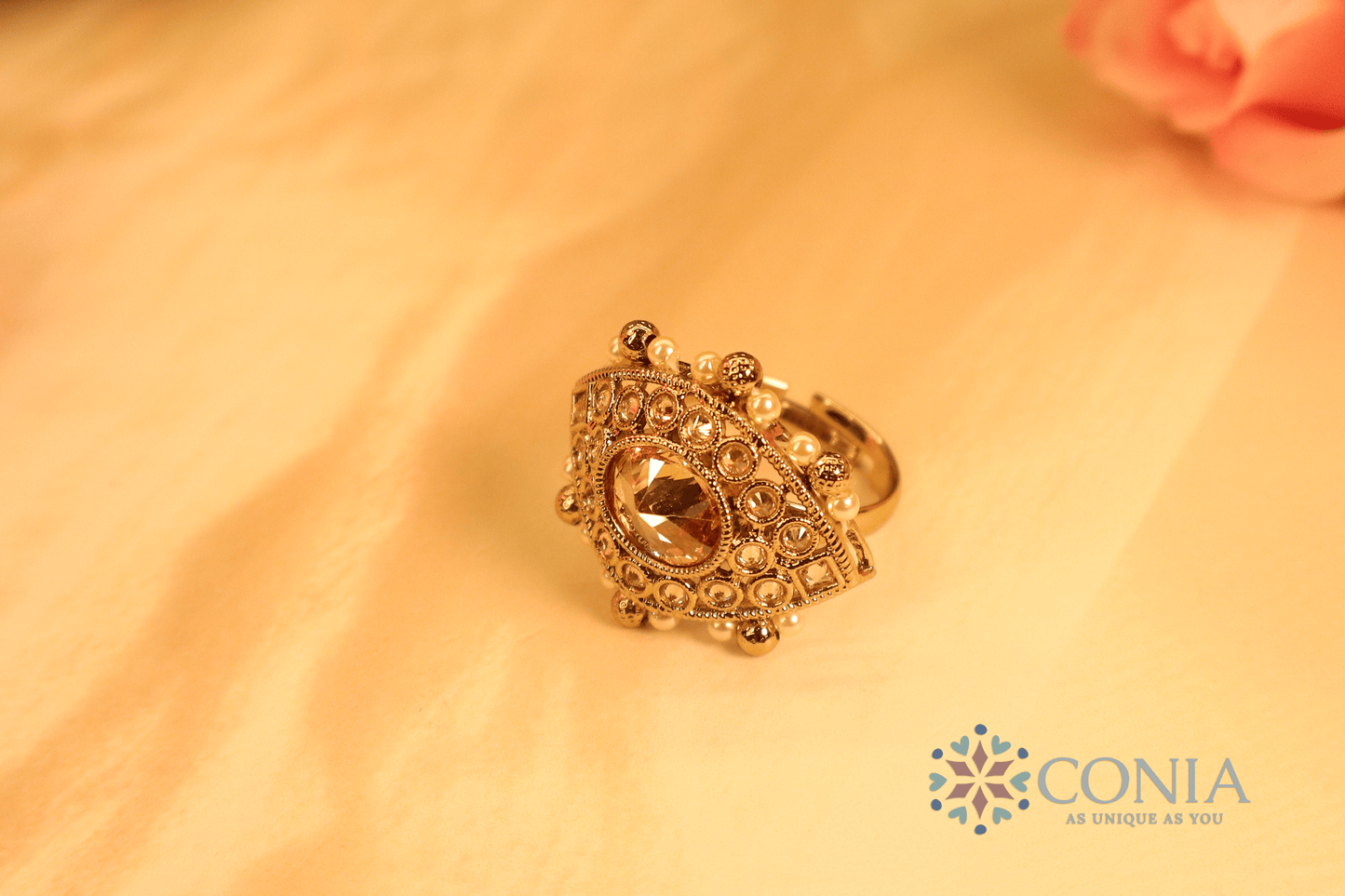 Mystic Eye Charm Antique Adjustable Ring LCT Color