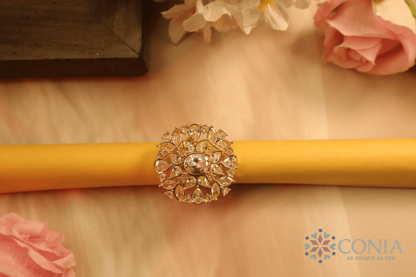 Radiance Adjustable White Gold Plated Antique ring