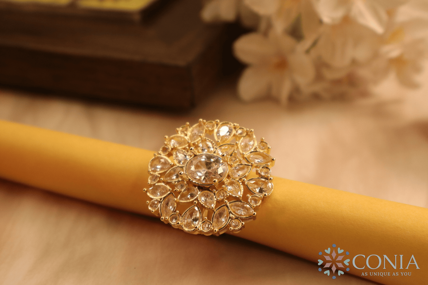 Radiance Adjustable White Gold Plated Antique ring