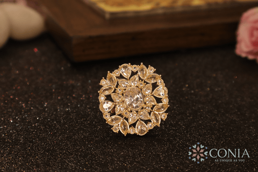 Radiance Adjustable White Gold Plated Antique ring